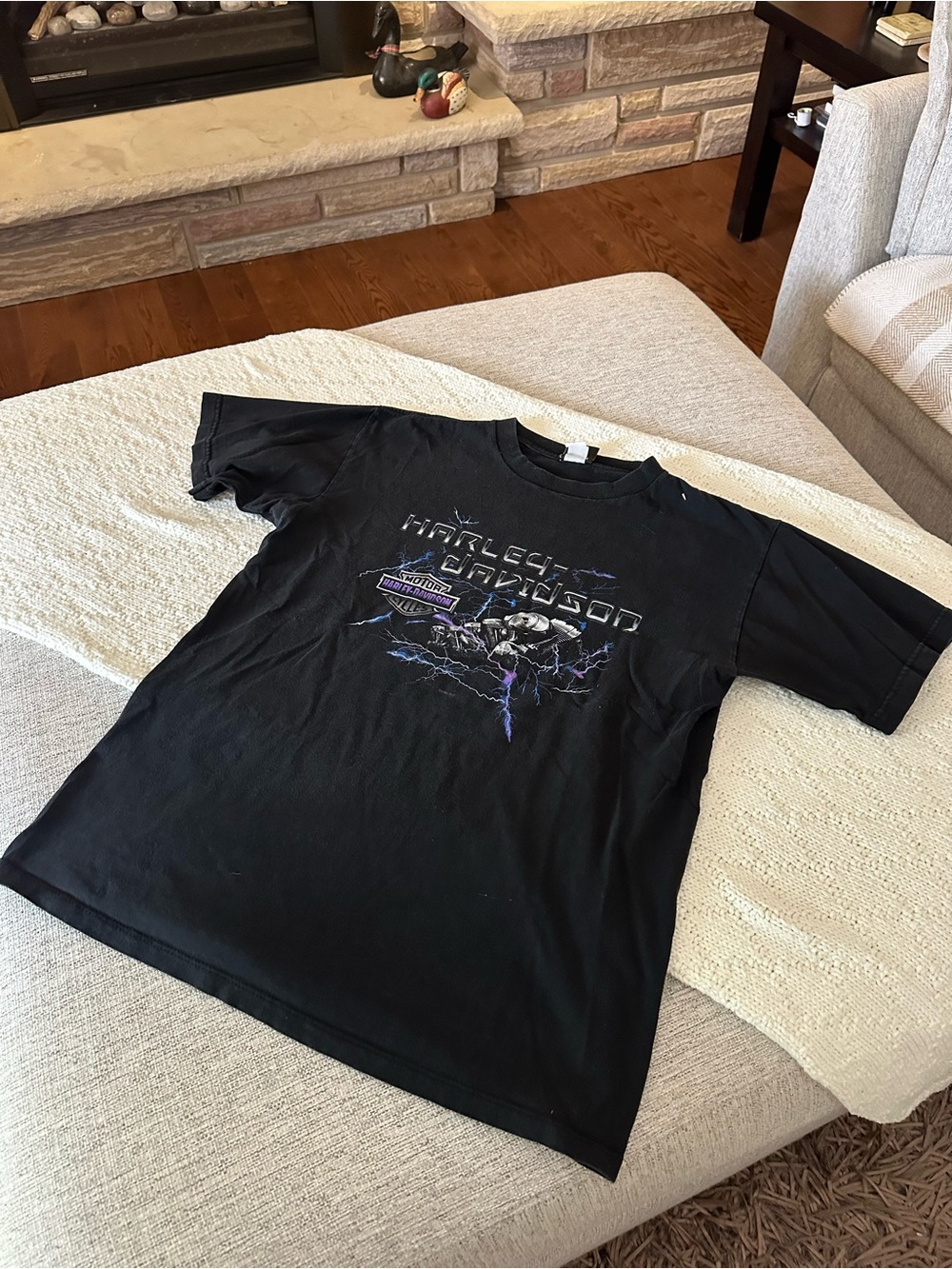 Harley-Davidson Black Graphic Lightning Skull Short Sleeve Tee
